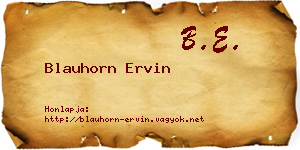 Blauhorn Ervin névjegykártya